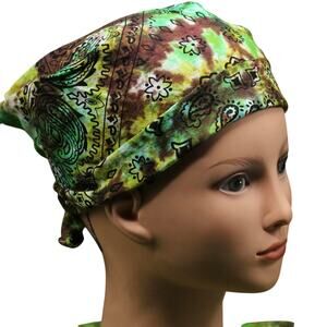 Bandana Head Wrap One Size Marble Green Handmade Tie Dye Paisley Brand New NWT